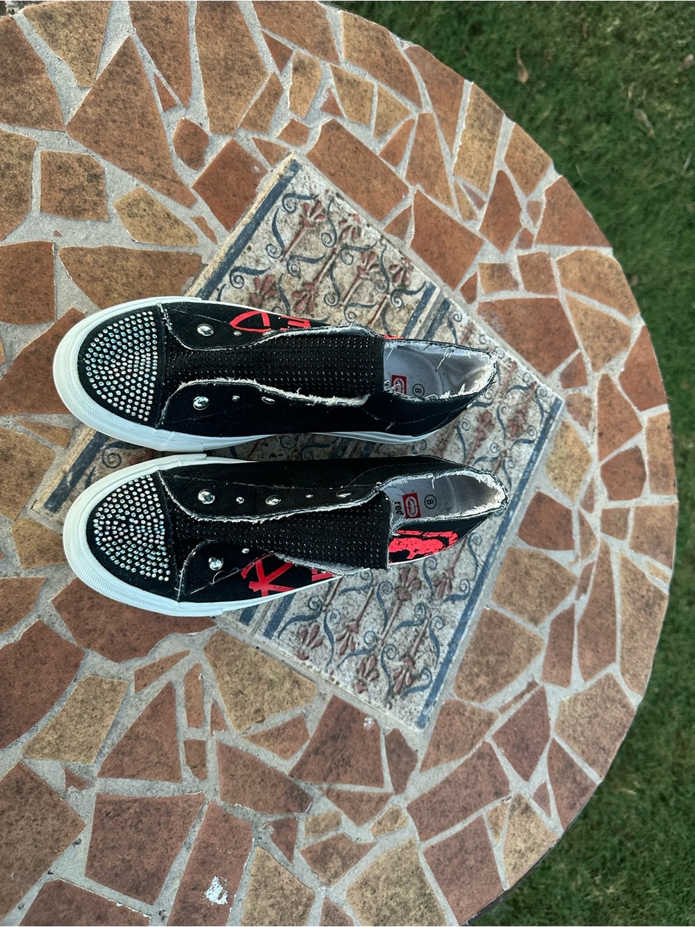 Vintage Y2K Ecko Red Poppy 158L Black Rhino Laceless Bling Sneakers Size 8